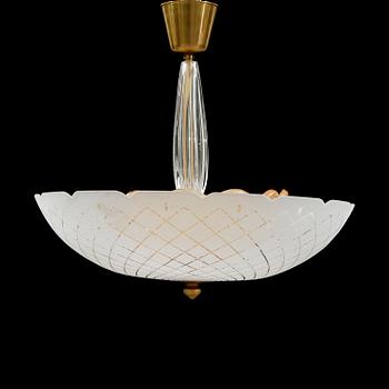 TAKLAMPA, glas, Orrefors, 1900-talets mitt. Höjd ca 50 cm.