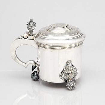 Niclas Warneck, dryckeskanna, silver, Karlstad 1736. Barock.