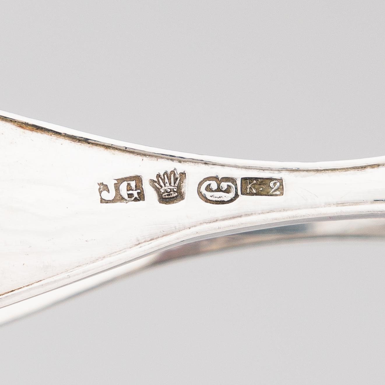 Sokeripihtejä, 3 kpl, hopeaa, Turku, Porvoo ja Göteborg 1841-46.