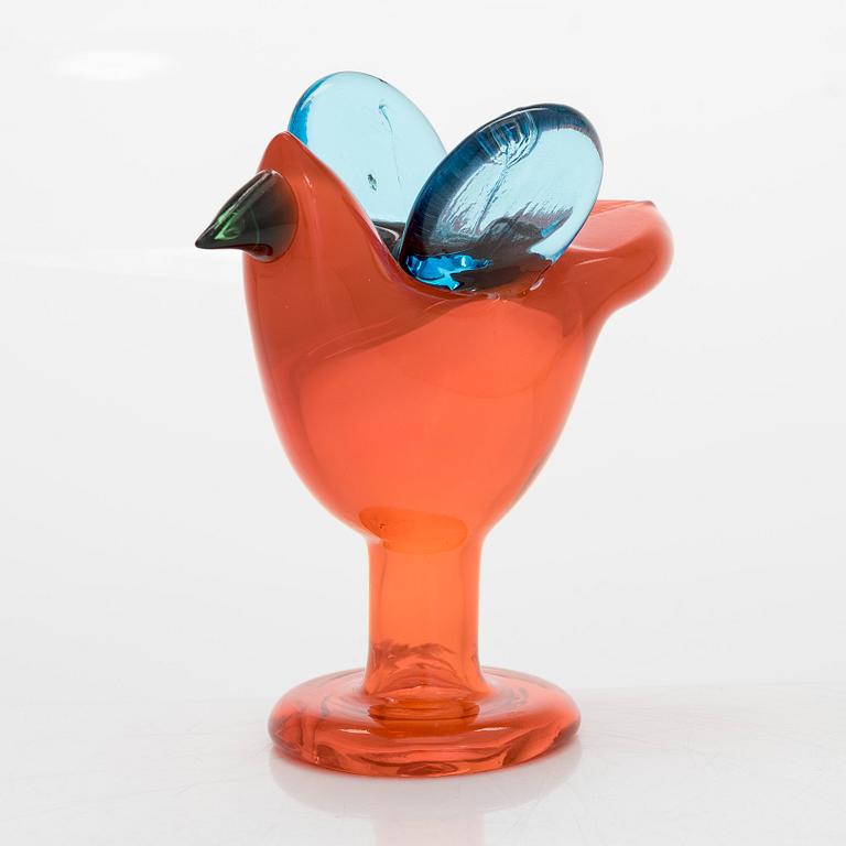 Oiva Toikka, a glass bird, signed Oiva Toikka, Nuutajärvi Notsjö.