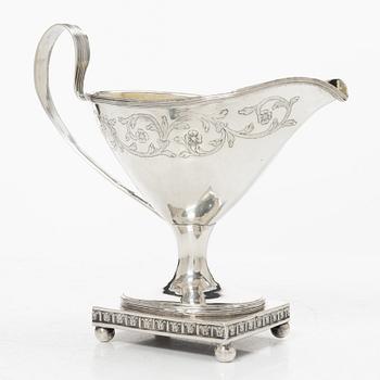 A Swedish late 18th century parcel-gilt silver creamer, mark of Johan Wilhelm Zimmerman, Stockholm 1798.