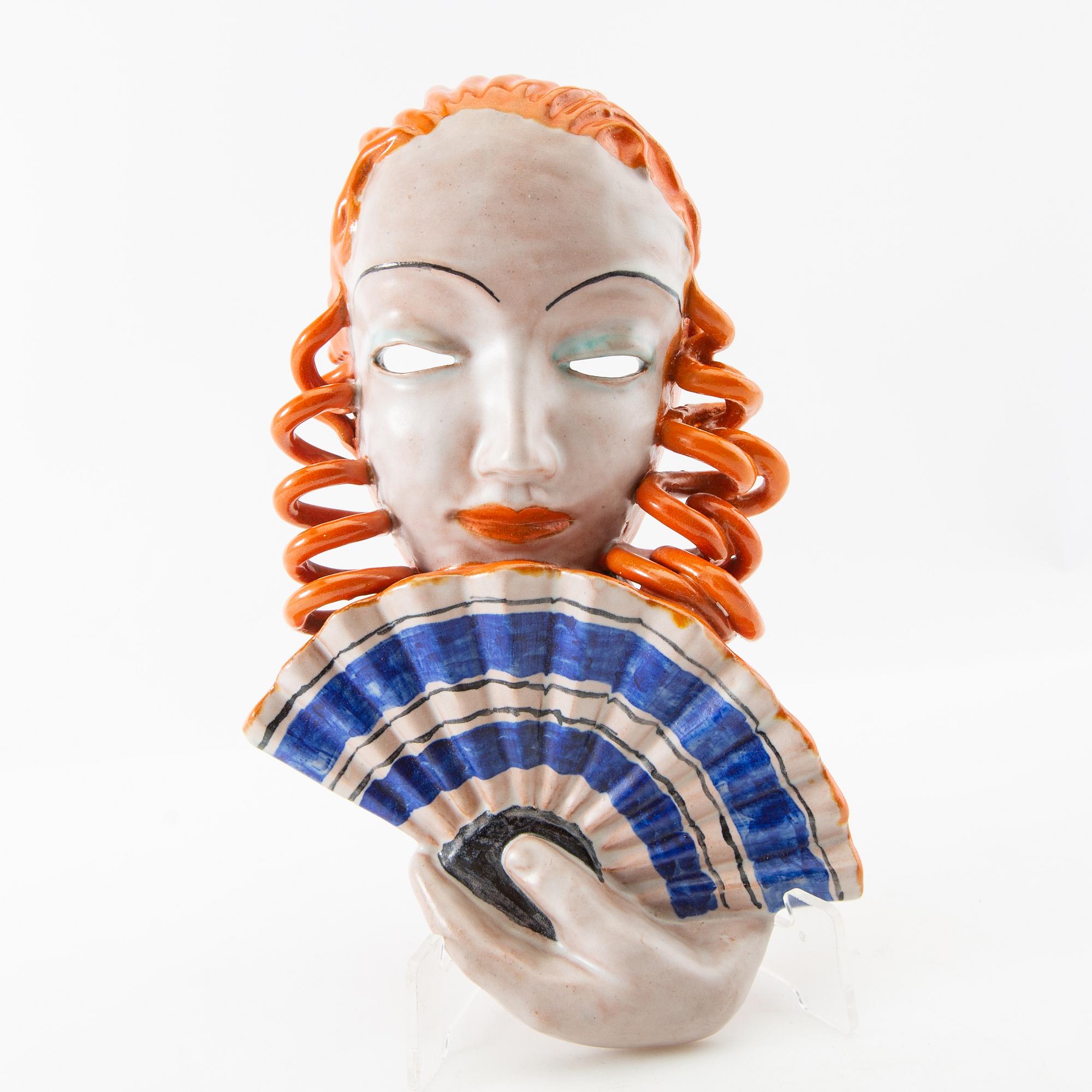 Rudolf Knörlein, väggmask, Goldscheider, Wien 1930-tal, modell 6542.