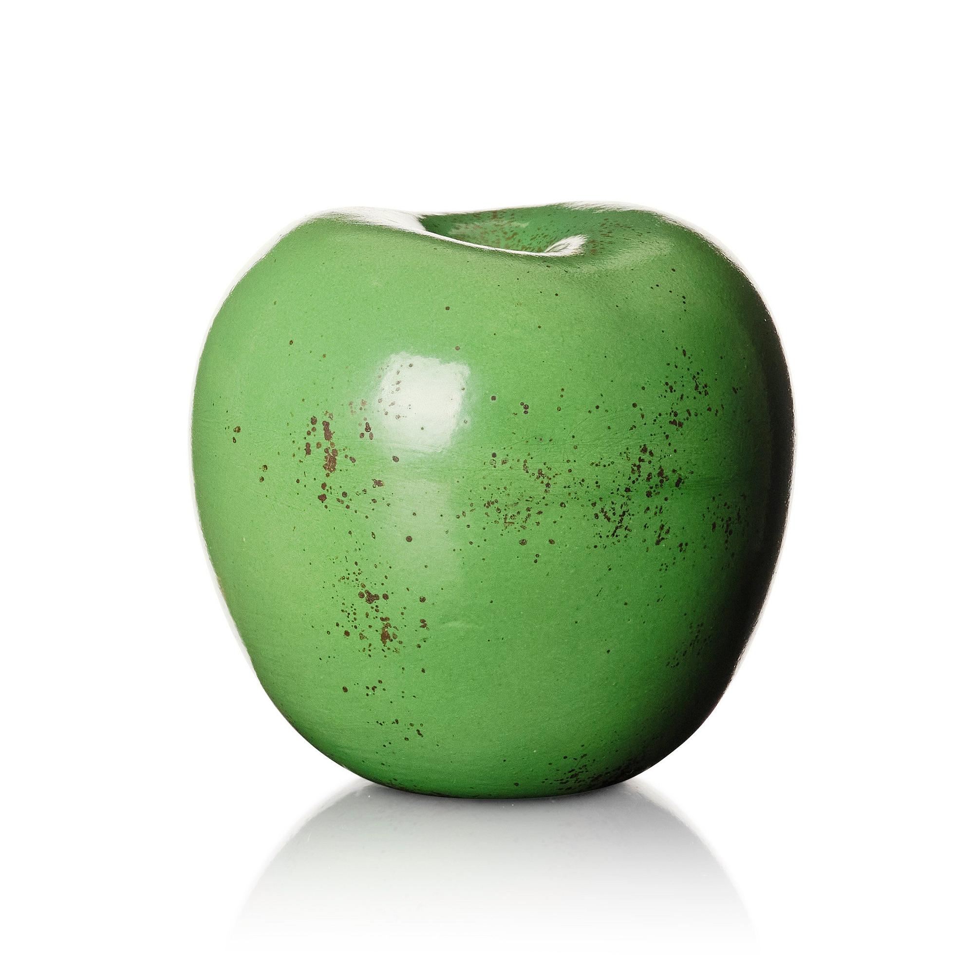 Hans Hedberg, a faience sculpture of a green glazed apple, Biot France.