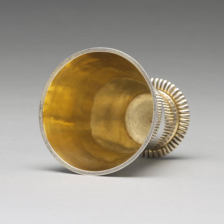 A Swedish 18th century parcel-gilt silver beaker, mark of Johan Ek, Gävle 1735.