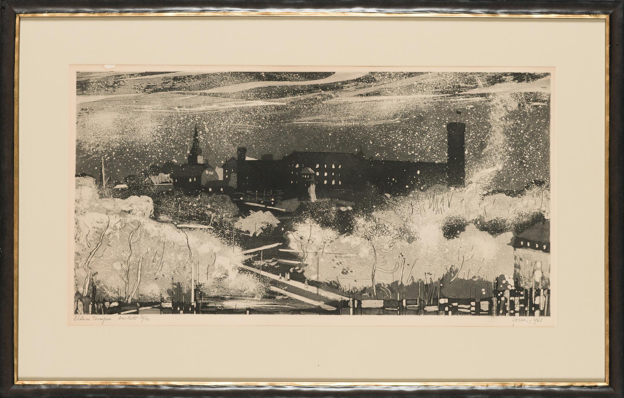 Evald Okas, aquatint, signed and dated 1961, numbered 21/40.