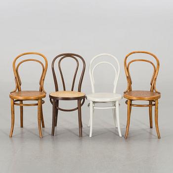 Eight chairs in the Thonet-style from the second half of the 20th century.