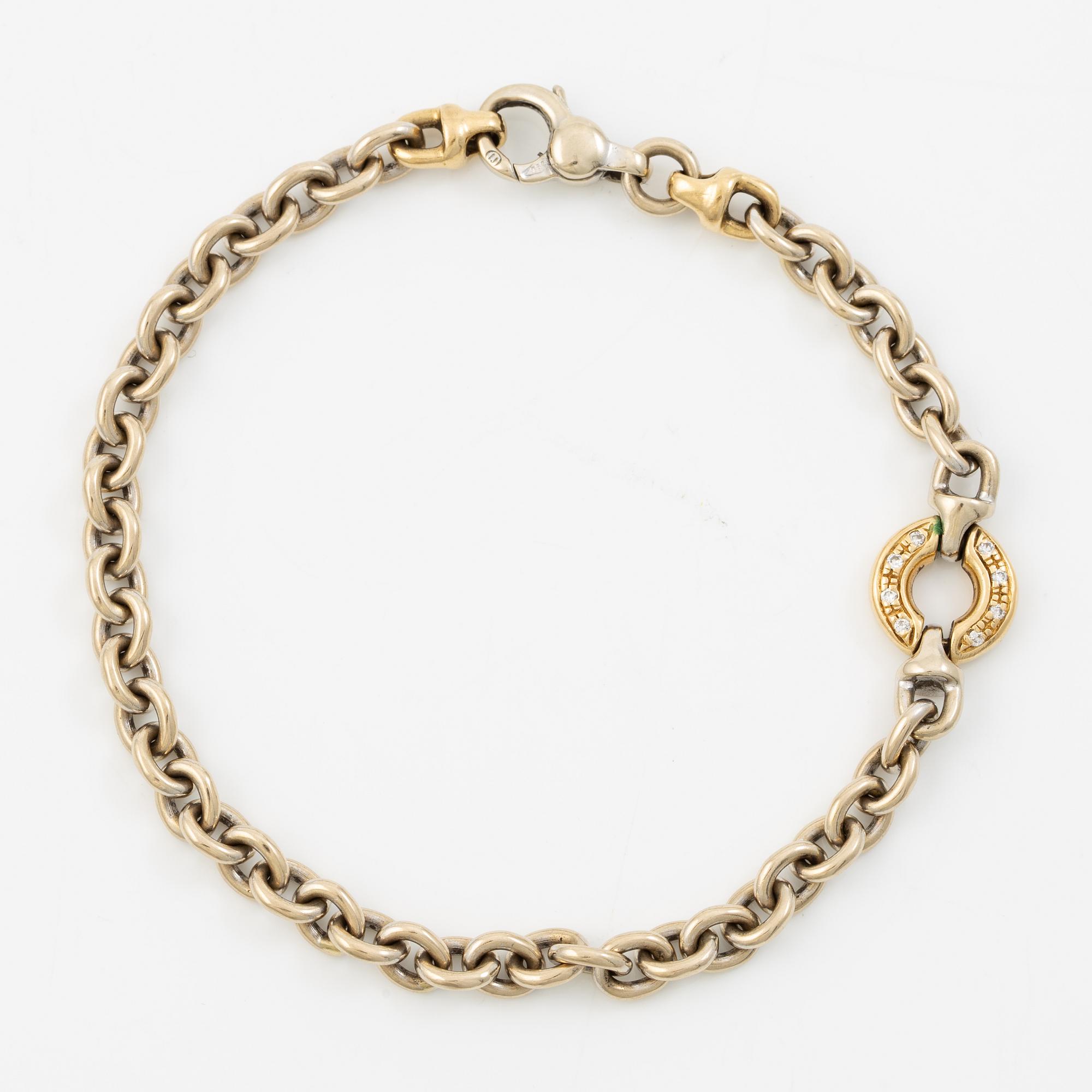 Bracelet 18K gold in various colour variations with round brilliant-cut diamonds.