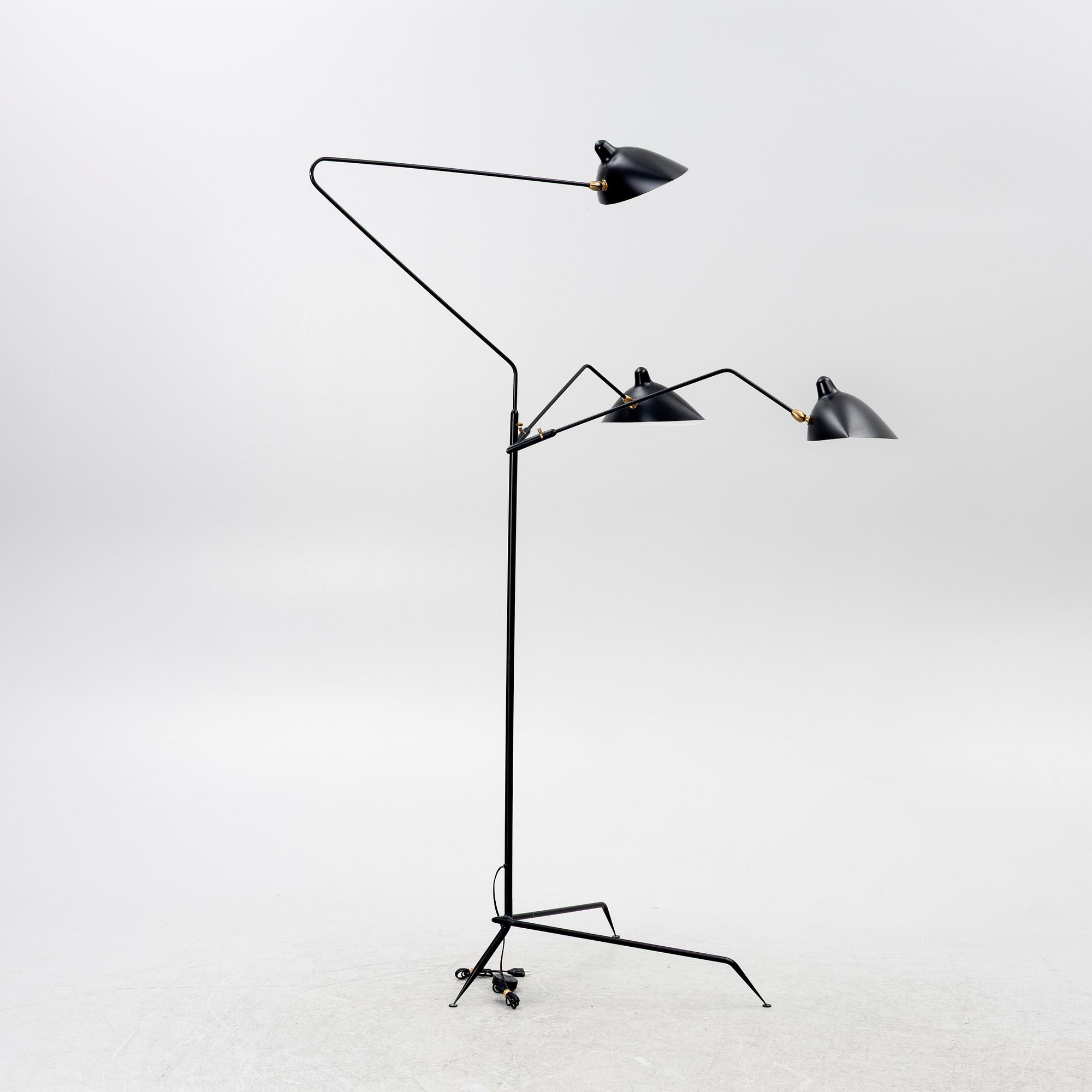 Serge Mouille, a three-armed standing floor lamp, France, 2014.