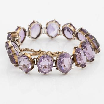 Hedblom, necklace and bracelet, silver with amethysts, Stockholm 1893 and 1897.