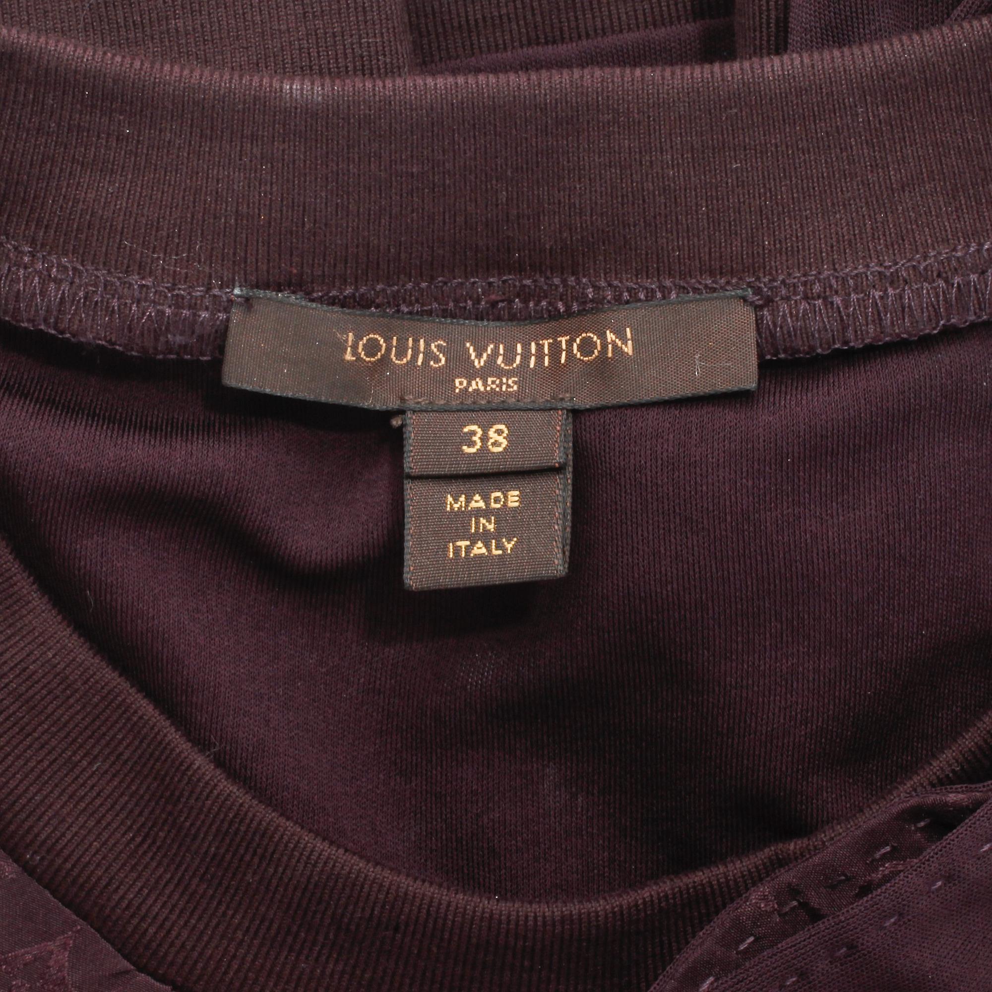 LOUIS VUITTON, a burgundy red monogrammed blouse, size 38.