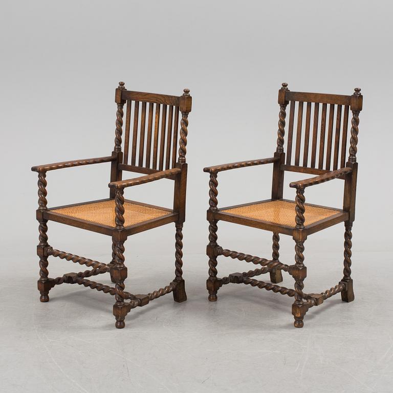 A pair of Baroque style armchairs, 1926.