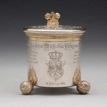 A Swedish early 18th century parcel-gilt silver tankard, mark of Sven Wallman, Gothenburg 1704.