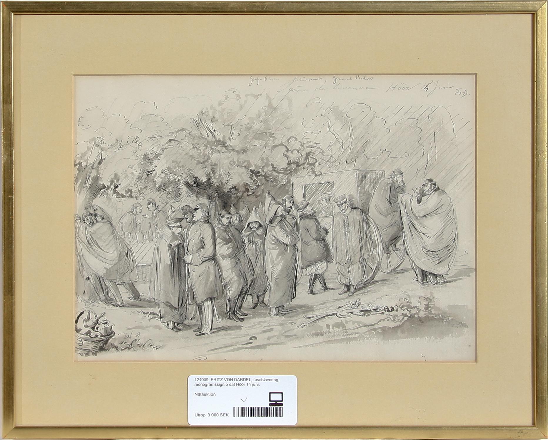 FRITZ VON DARDEL, tuschlavering, monogramsign o dat Höör 14 juni.