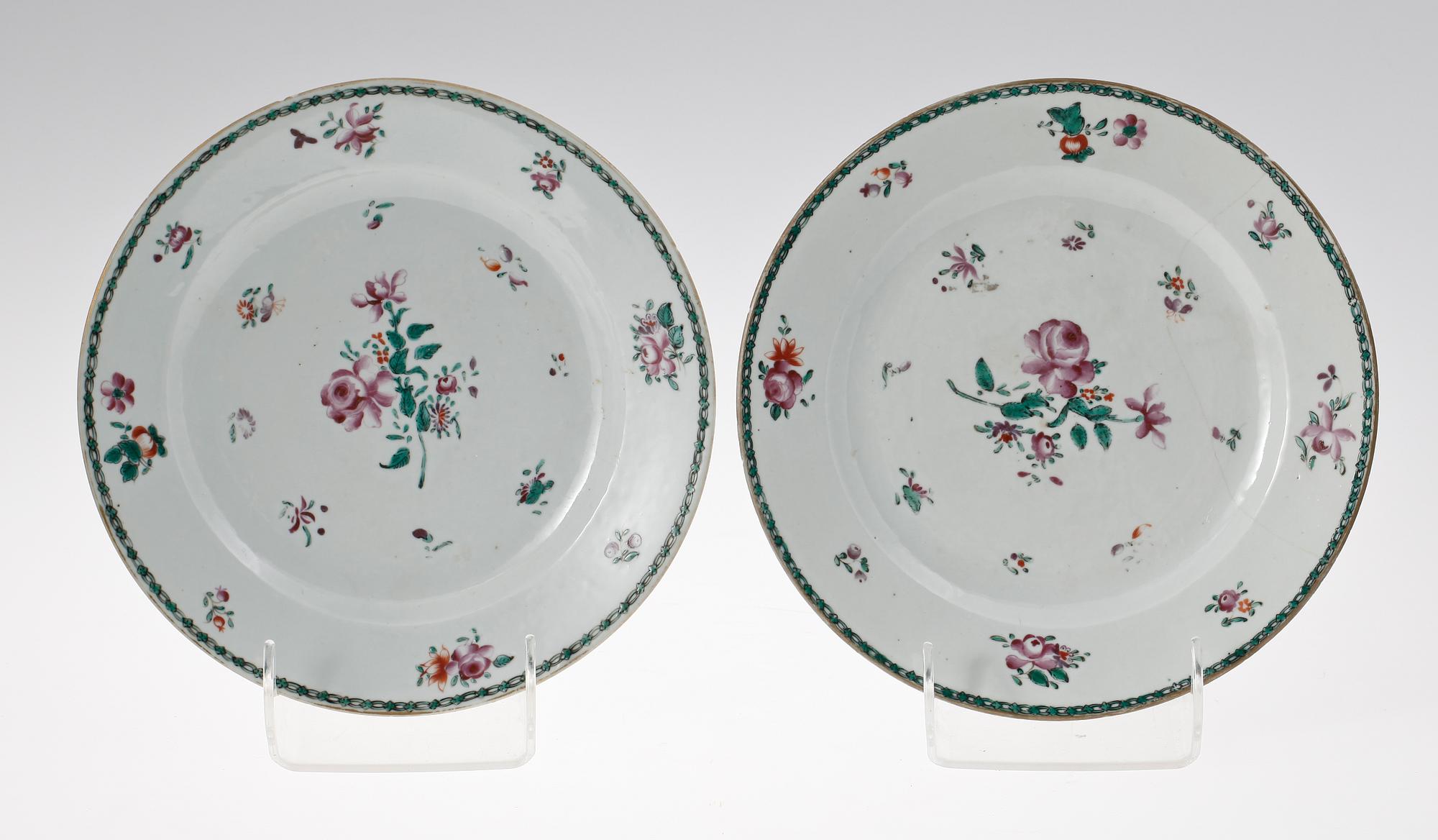 TALLRIKAR 6 st, porslin, Qianlong, Kina, 1700-tal.