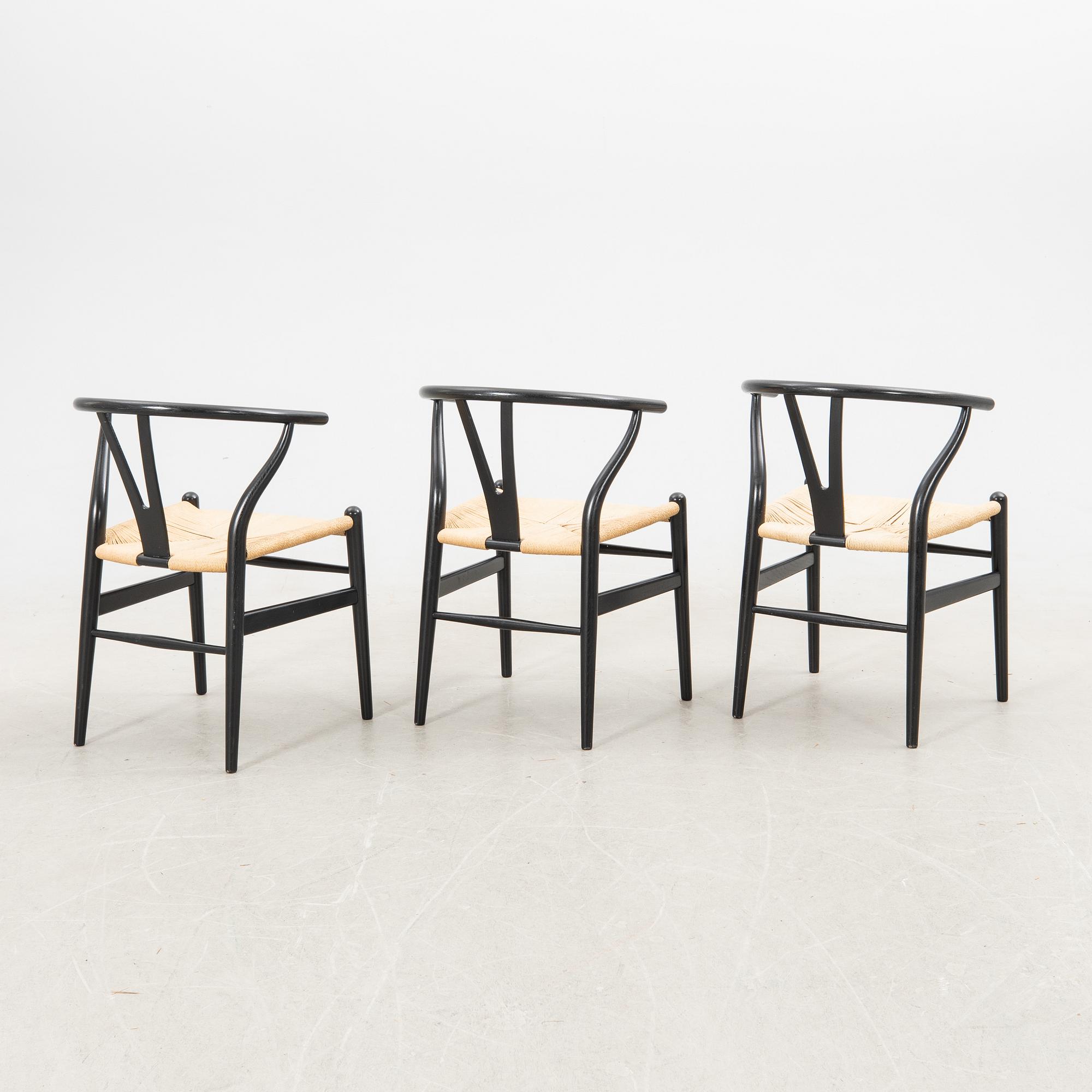 Hans J. Wegner, stolar, 6 st, "Y-stolen" modell CH-24, Carl Hansen & Søn, Danmark. 2000-tal.