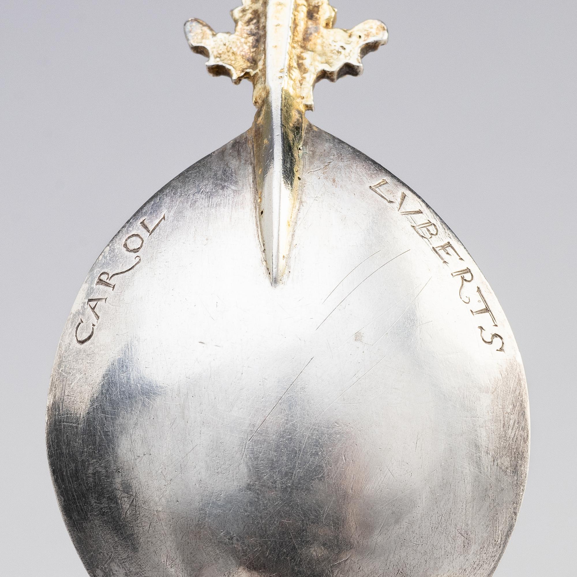 Sked, silver, ostämplad, troligen Hamburg 1600-talets förra hälft. Barock.
