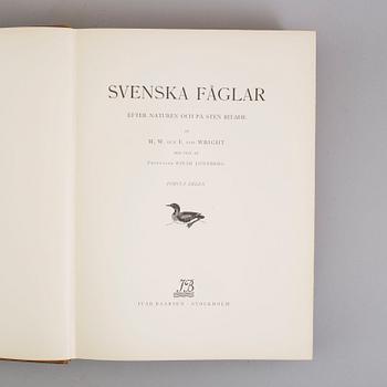 Three book "Svenska fåglar (Swedish birds)" with images by M, W & F VON WRIGHT, printed by Börtzells AB, 1924-1929.