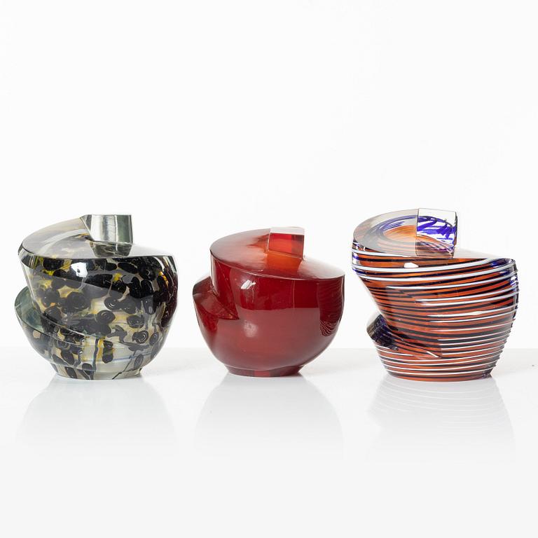 Skulpturer, 3 st, glas.