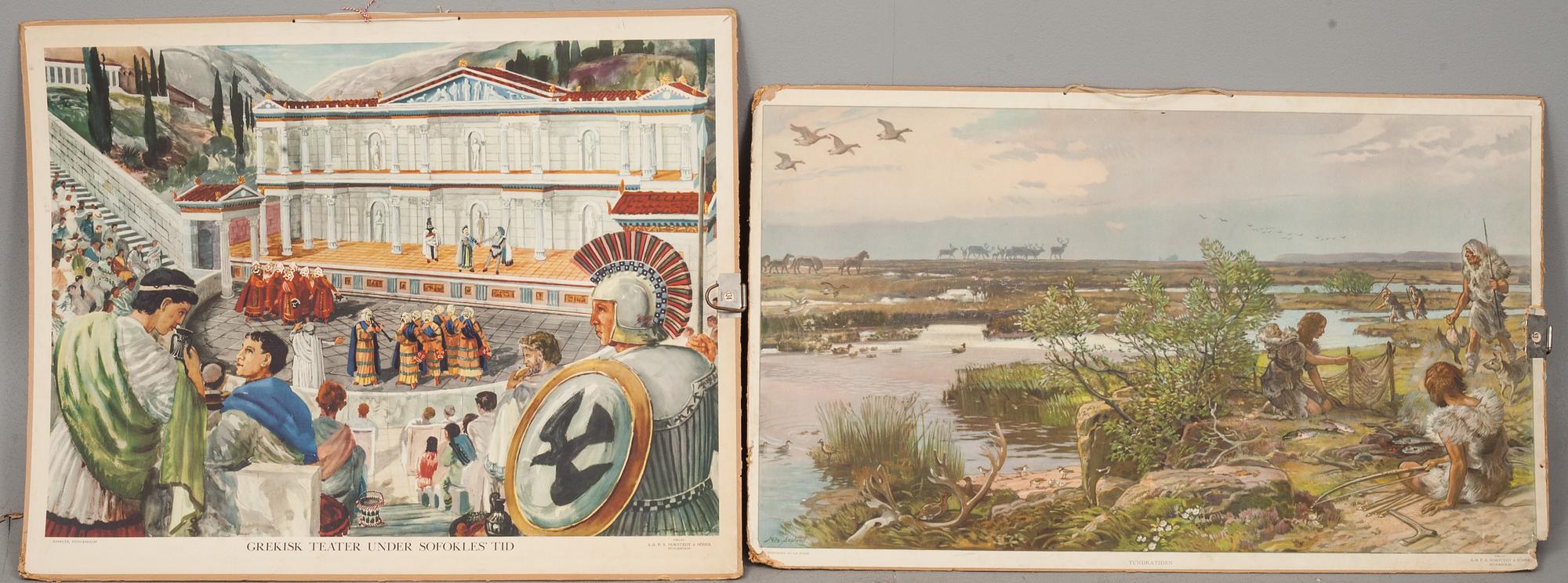 SKOLPLANSCHER, 4 st, Sverige. 1900-tal.