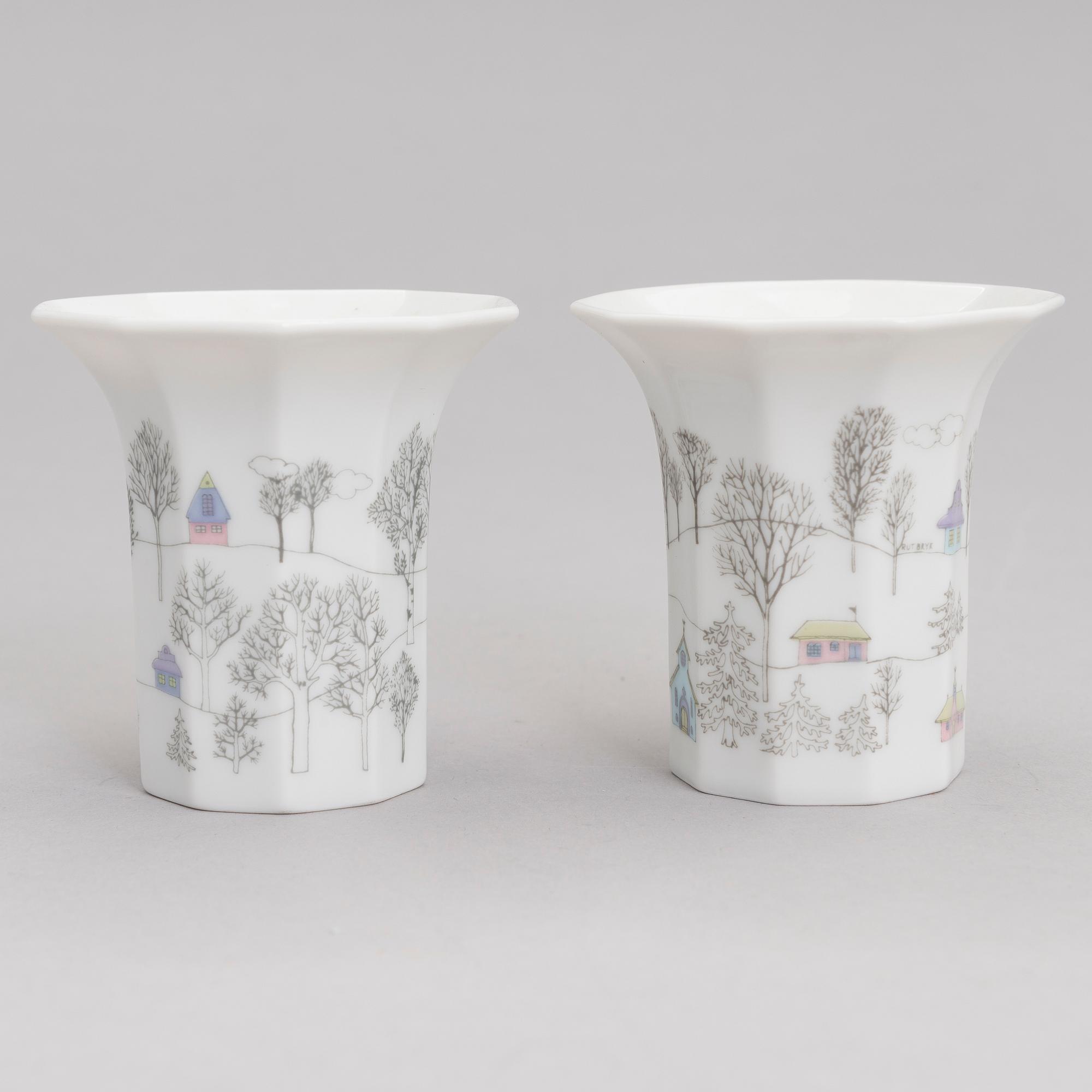 TAPIO WIRKKALA ja RUT BRYK. Posliiniesineitä. 7 osaa. "Winterreise" & "Polygon". Rosenthal. 1900-luvun loppu.