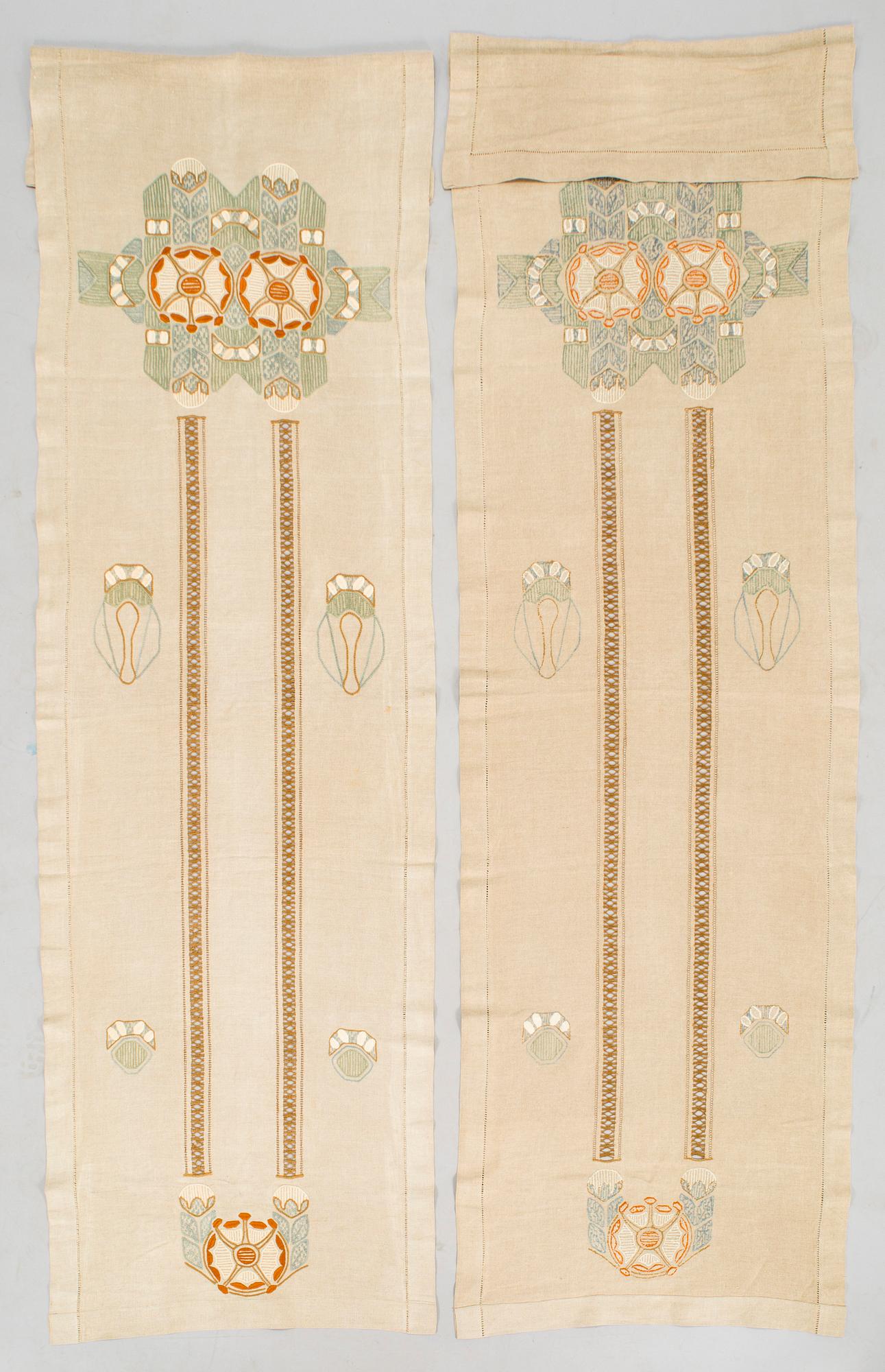 Two pairs of early 20th century curtains, Jämtland, Sweden.