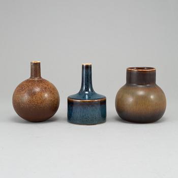 CARL-HARRY STÅLHANE, 3 stoneware vases, Rörstrand, Sweden, mid 20th.