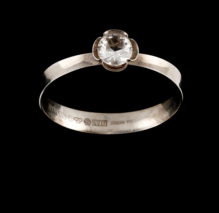 ARMRING, silver med fasettslipad bergkristall, Alton, Falköping, 1975. Vikt 21 g.