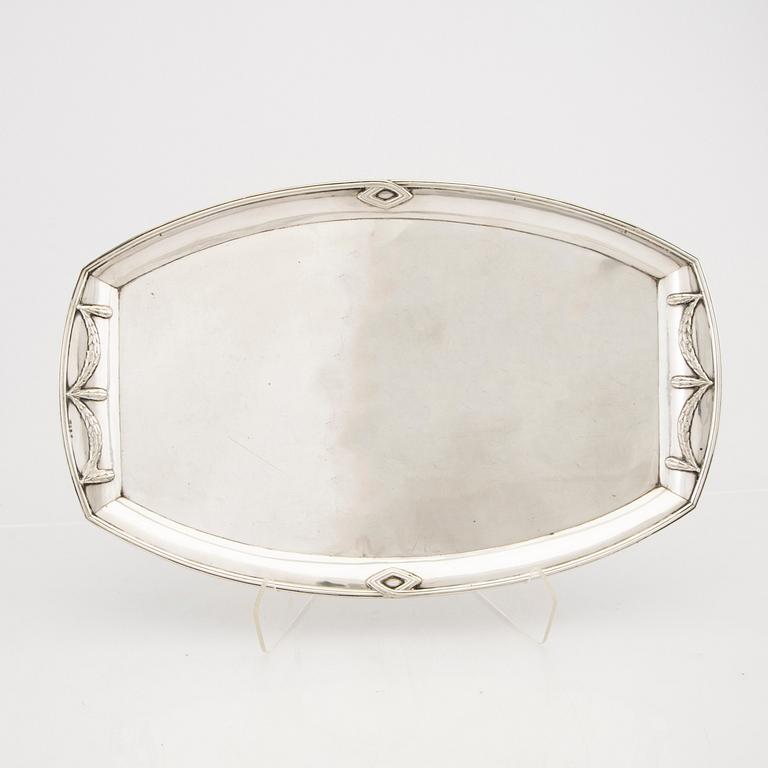 A Swedish 20th century silver tray mark of CG Hallberg Sundsvall 1908 weight 1134 grams.