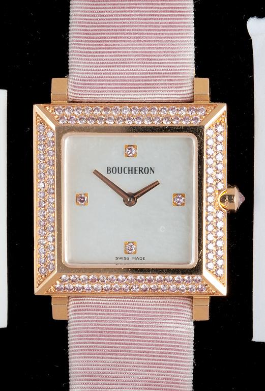 ARMBANDSUR, Boucheron, rosa guld med 122 rosa briljantslipade diamanter, tot 0.72 ct.