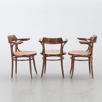 FIVE DREVOUNIA BENTWOOD  CHAIRS MID 20TH CENTURY.
