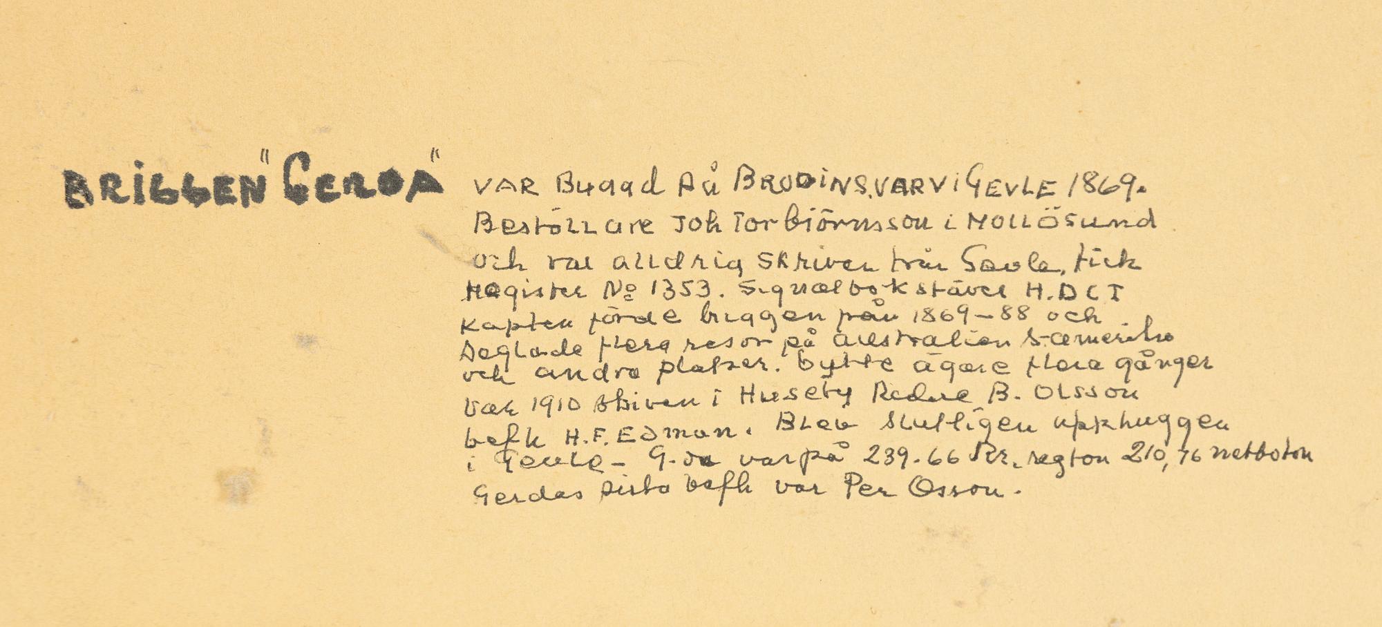 Ship portrait, "Gerda" of Mollösund.