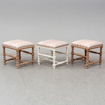 A set of three 18th century  Baroque stools.