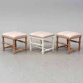 A set of three 18th century  Baroque stools.