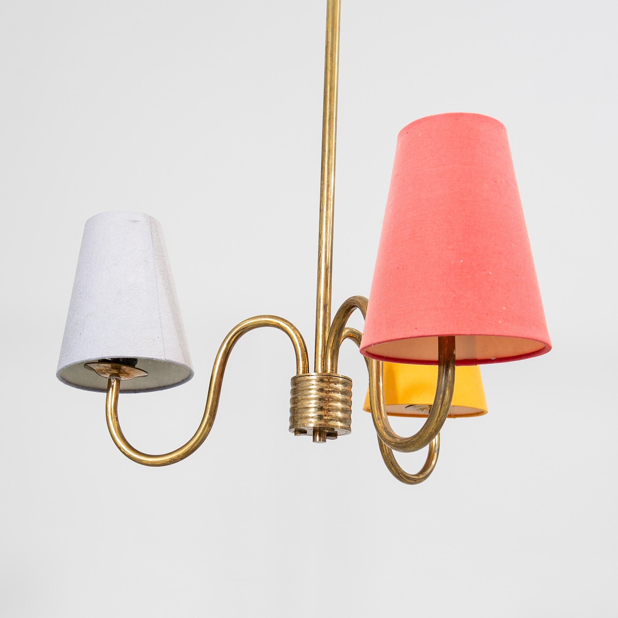 A 1940/50s brass ceiling pendant.