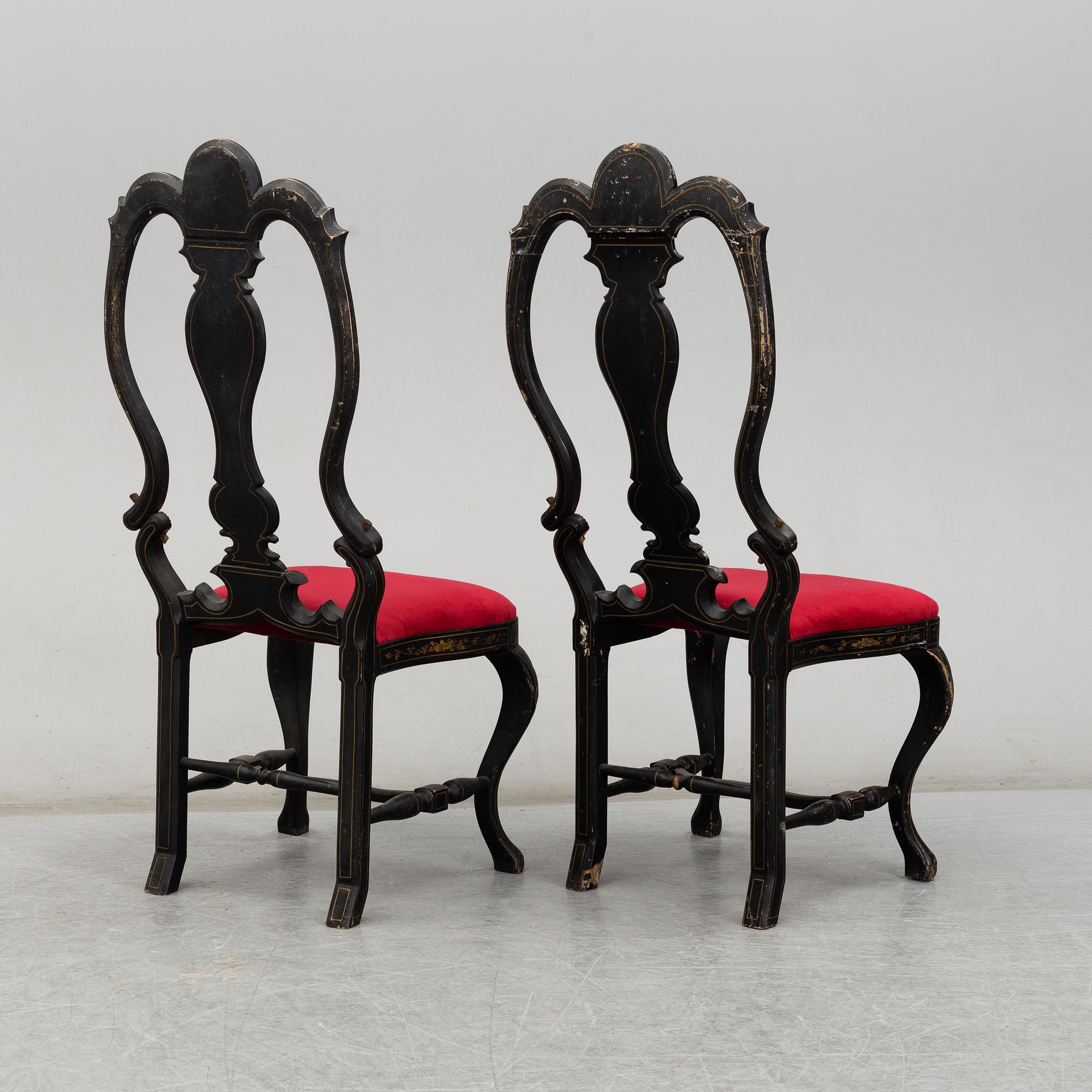 Stolar, ett par, senbarockstil, 1800-tal.