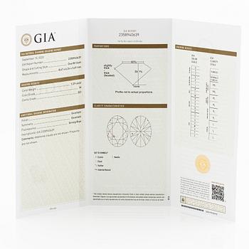 Ring 18K white gold with an oval brilliant-cut diamond 1.29 ct, accompanied by GIA report.