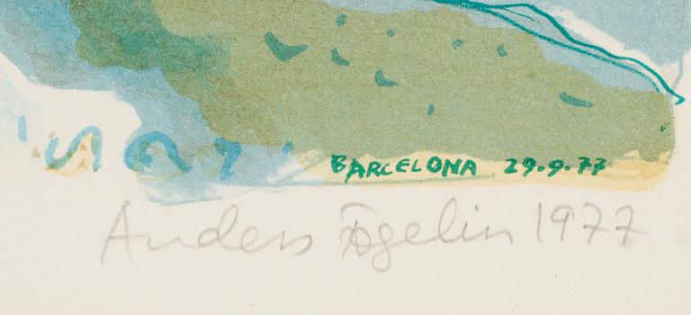 ANDERS FOGELIN, 2 st, färglitografier, signerade, daterade 1977 och numrerade 191/285.