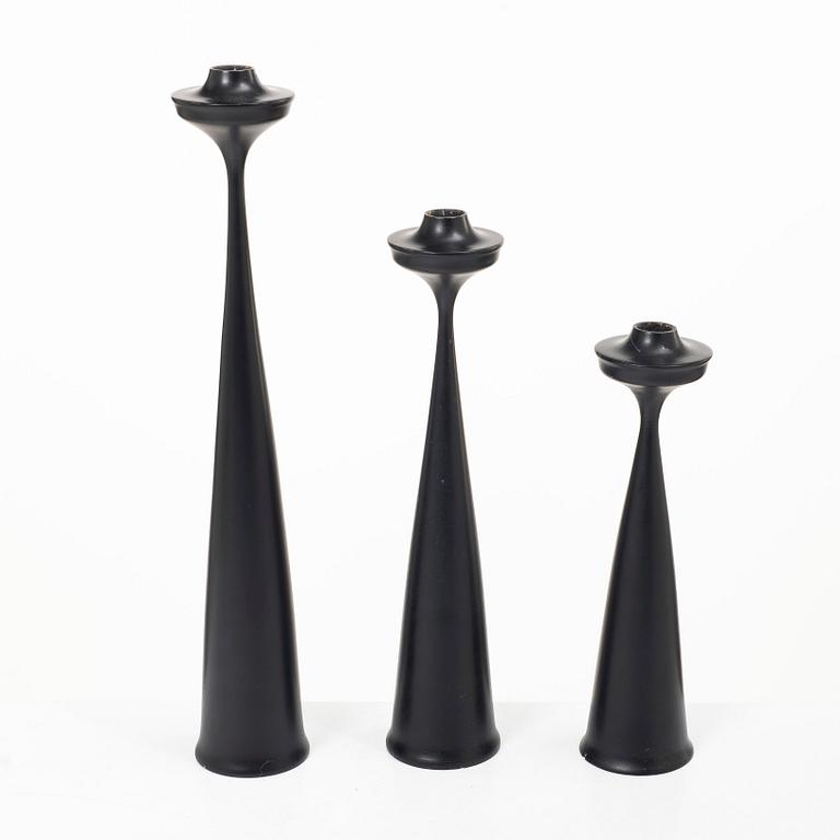 Laurids Lønborg, candlesticks, 3 pieces, Denmark, mid-20th century.