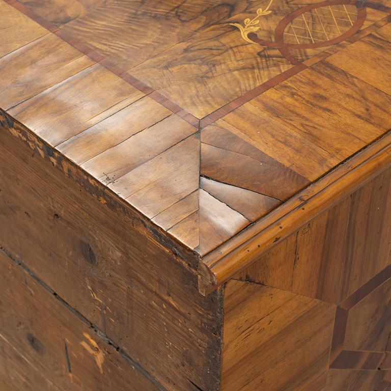 A central european late baroque chest of drawers, first part of the 18th century.