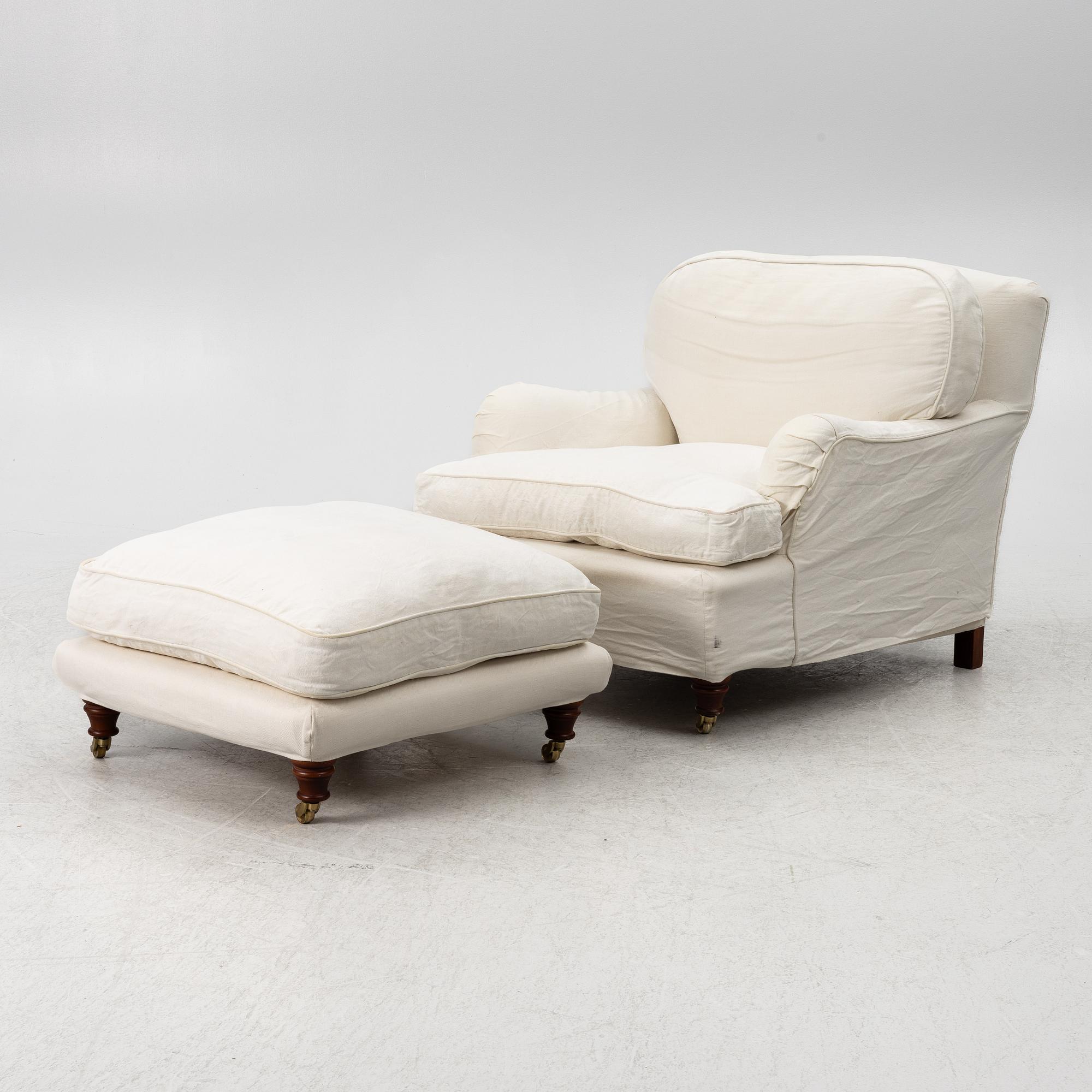 Fåtölj med fotpall, modell "Charles", Jio Möbler.