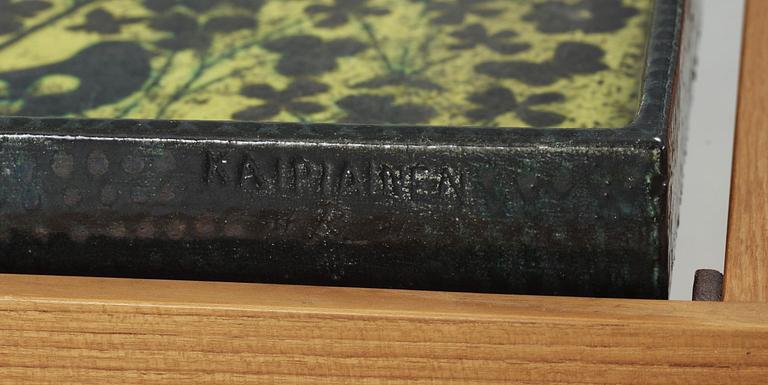 A Birger Kaipiainen stoneware and mahogany tea table, Rörstrand 1950's.