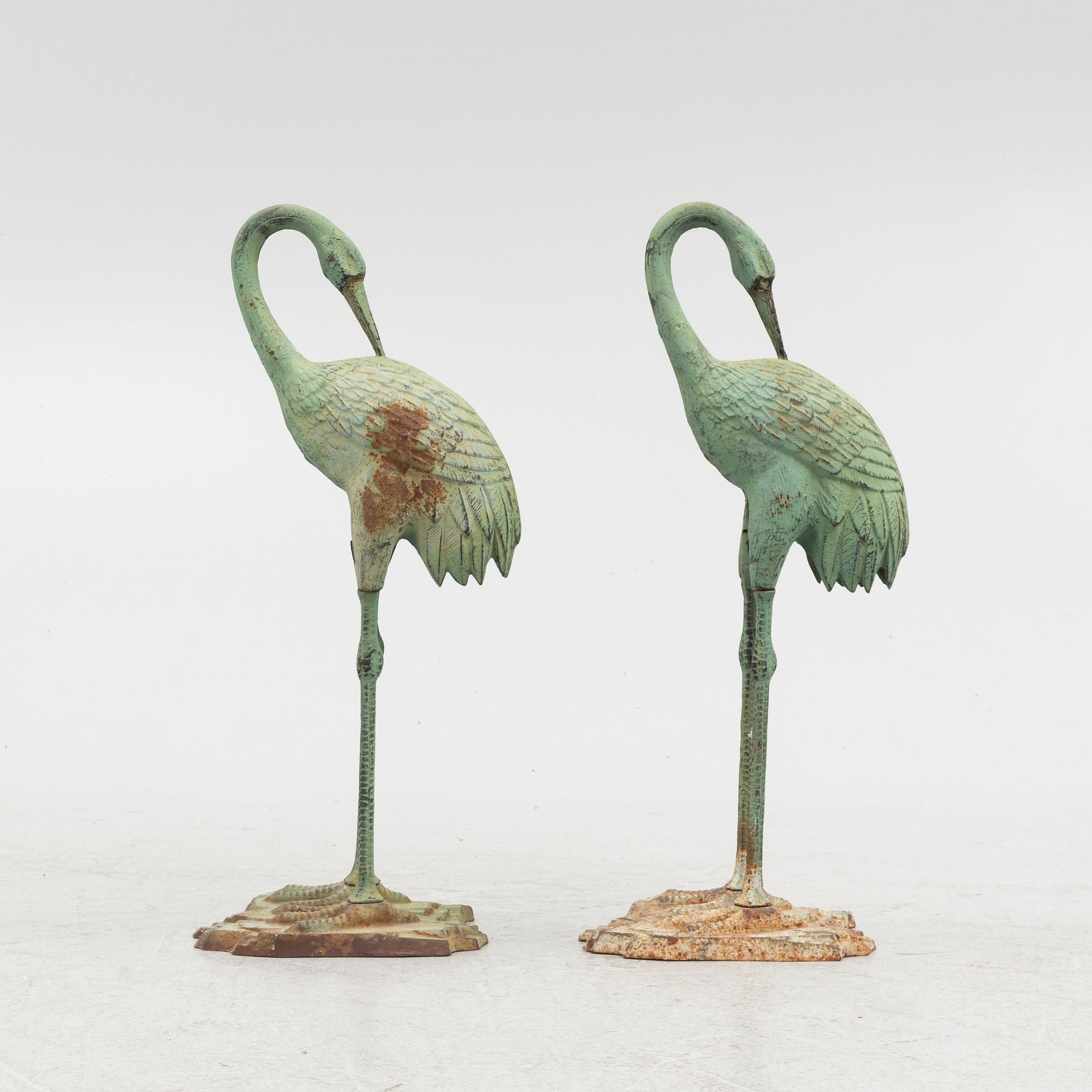 Garden sculptures, a pair, metal, late 20th century.