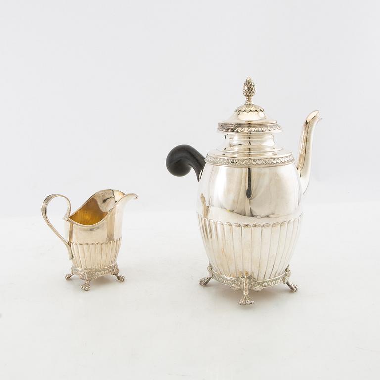 Coffee pot and cream jug Gustavian style silver GAB Stockholm 1937.