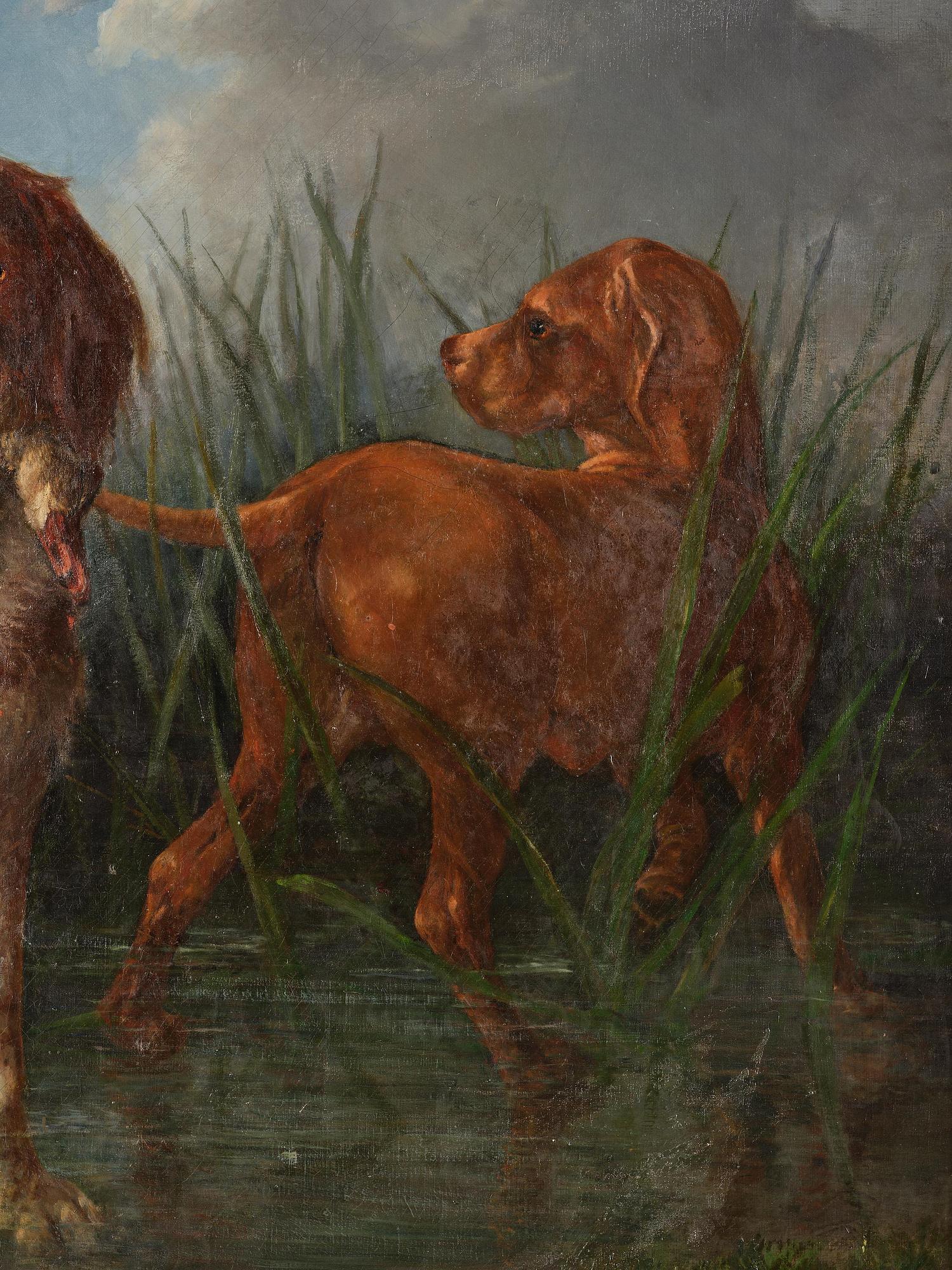 Carl Fredrik Kiörboe, Hunting dogs on duck hunting.