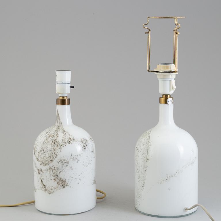 TABLE LAMPS, a pair, Holmegaard, signed with label. Second half of the 20th century.