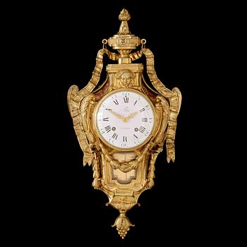 1279. A Louis XVI late 18th century gilt bronze wall-clock signed "Paté A PARIS".