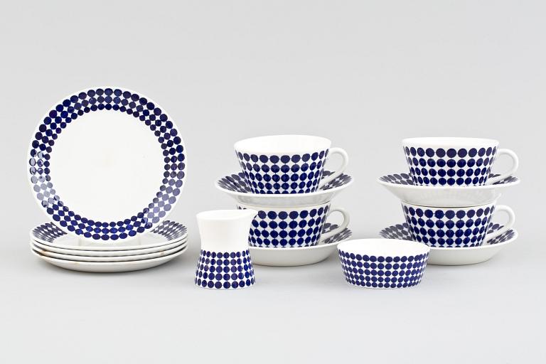 TESERVISER, porslin, 11 + 3 delar,  "Adam" Stig Lindberg, Gustavsberg samt "Hyacint", Arthur Percy, Gefle.