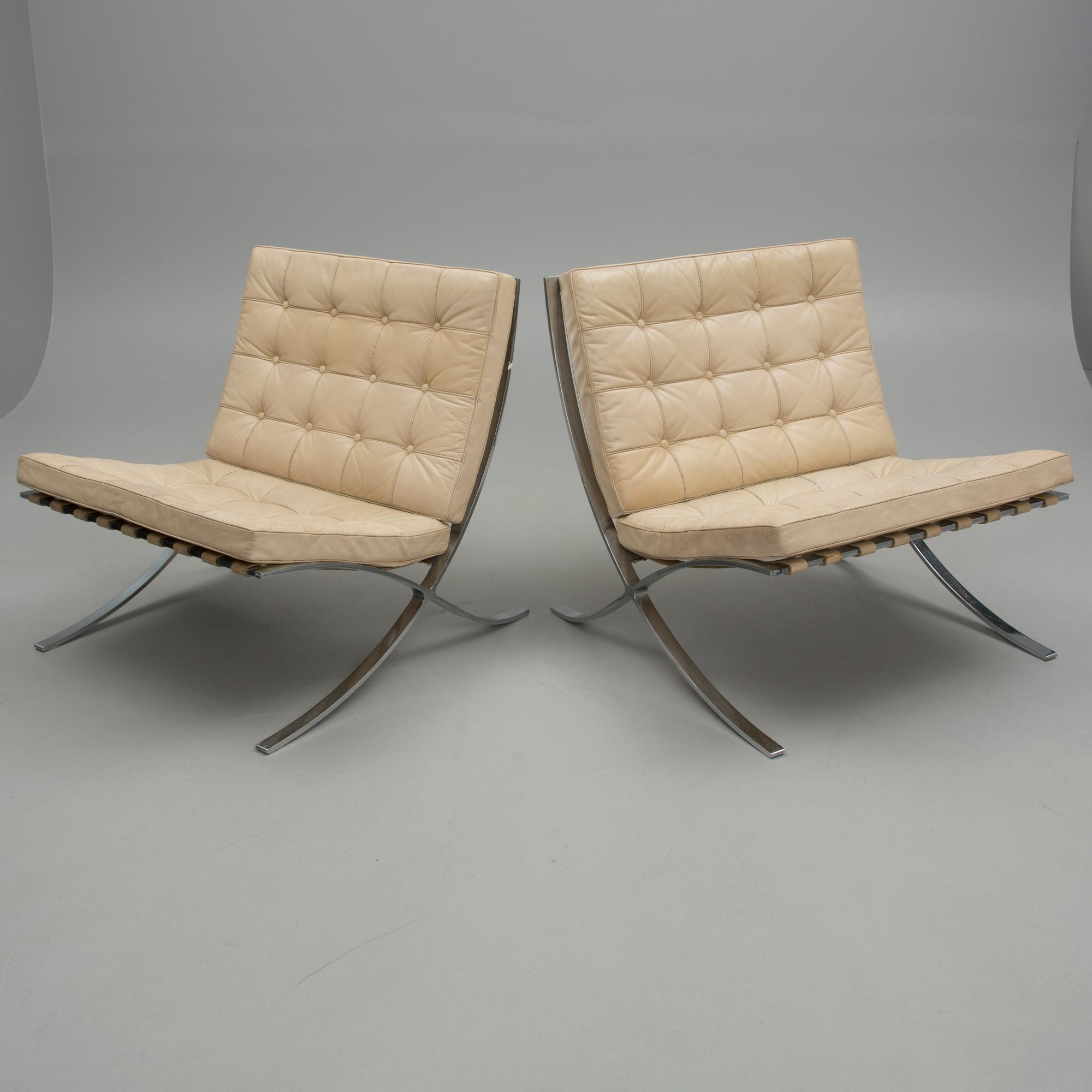 FÅTÖLJER, ett par, "Barcelona", Mies van der Rohe, 1960-tal.