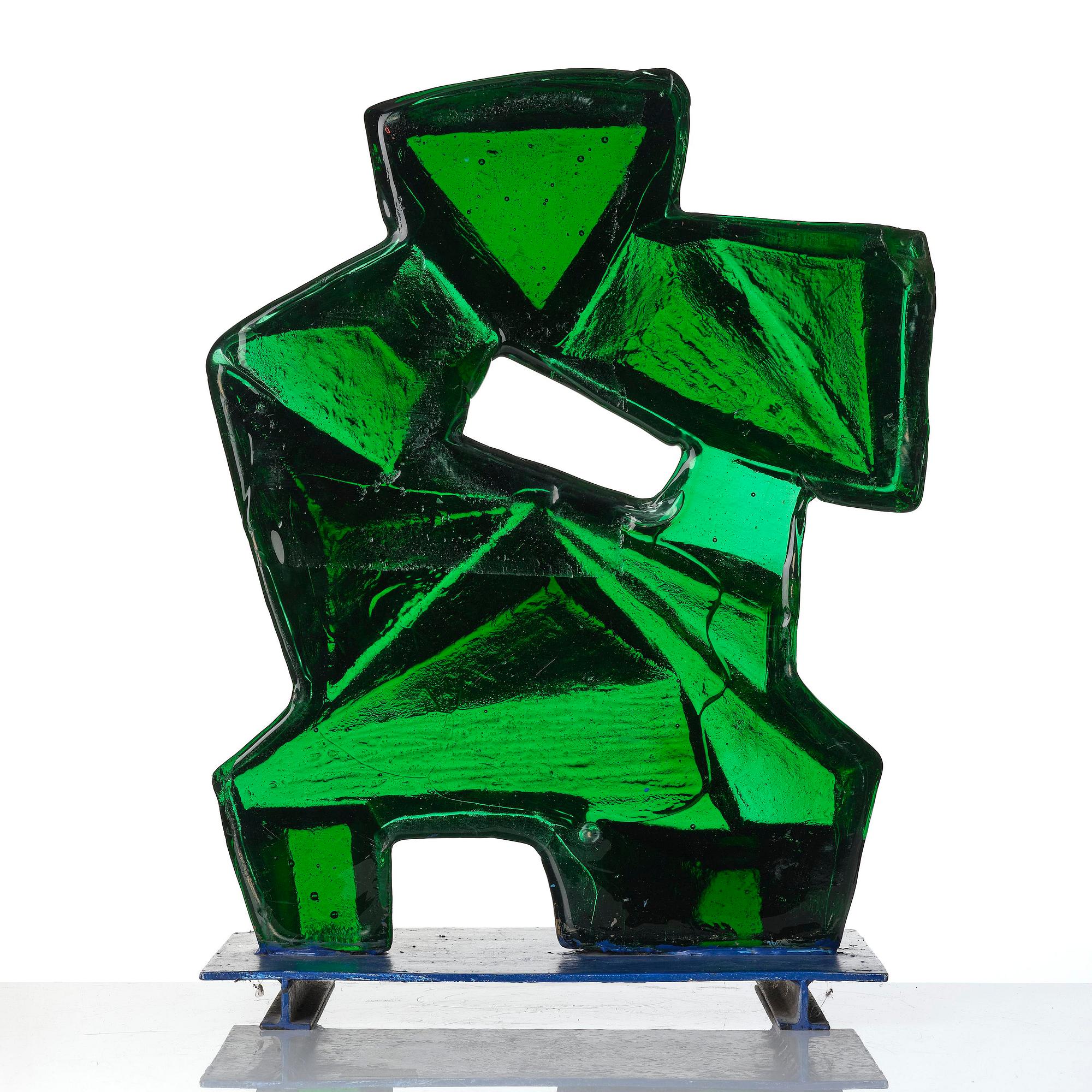 Edvin Öhrström, "Låt oss komma överens" (Let's Come to an Agreement), a cast glass sculpture, Lindshammar Glassworks, post 1955.