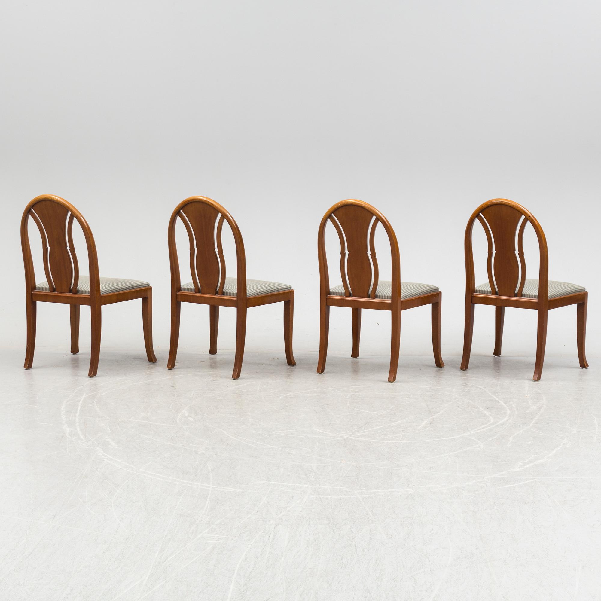 SOFA, TABLE AND FIVE CHAIRS, mid 20th century.